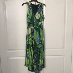 WHBM Floral Green Sleeveless Dress